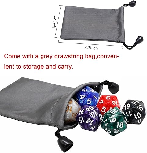 Miniatura 4 de 6 dados DND de 20 caras, dados poliédricos D20, dados de color perla de 0.866 pulgadas, surtido de dados D20 D20, 20 caras Cube D&D para Calabozos y