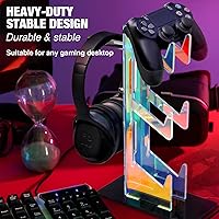 Vista 2 de NiHome Soporte universal de acrílico iridiscente de varios niveles para controlador de juegos para PS5, Xbox ONE Switch, soporte de controlador