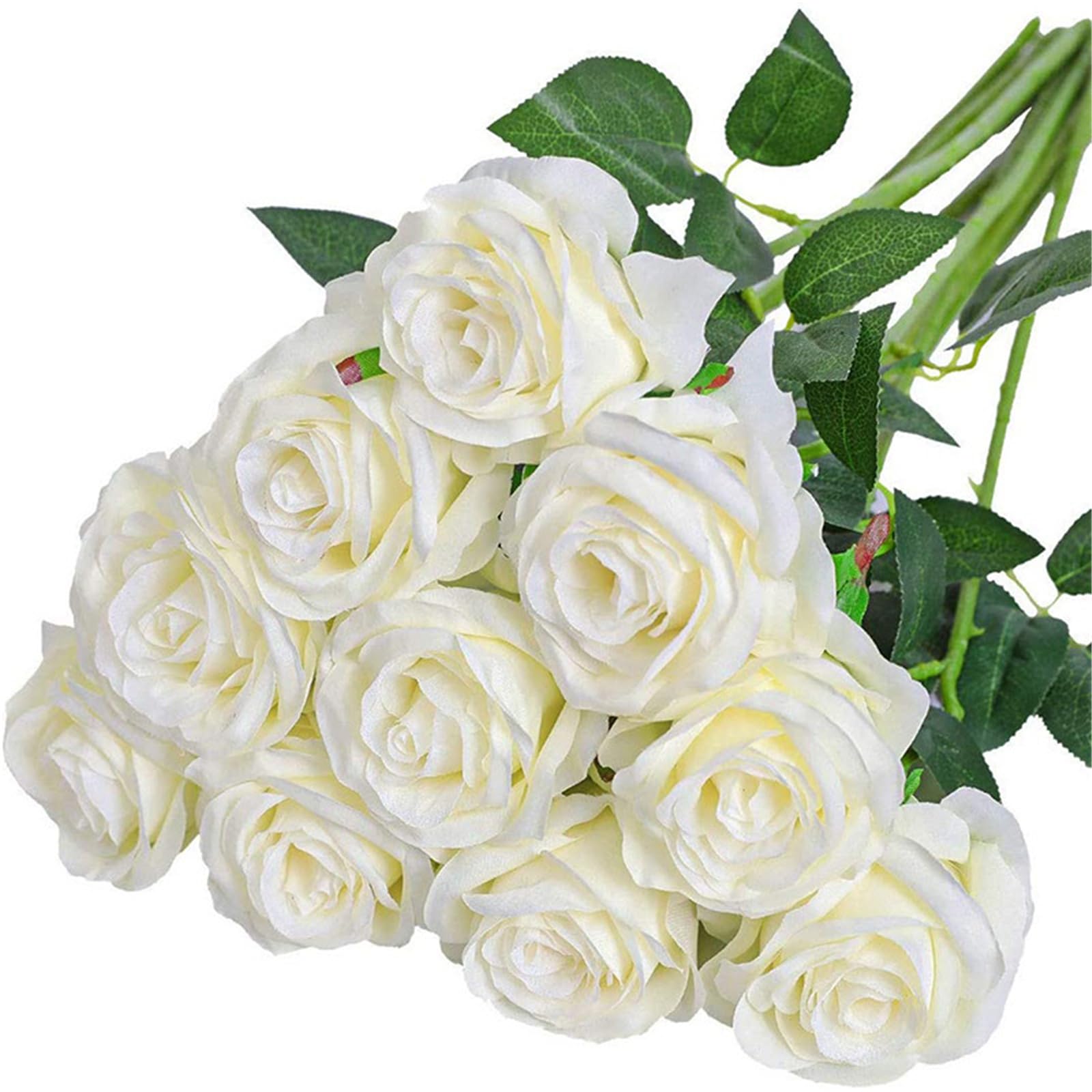 JSGHGDF Realistic Rose Flower 10Pieces Wedding Bouquet Silk Rose Home Flower Arrangement Ceremony Centerpiece Decors Realistic Silk for Wedding Decors