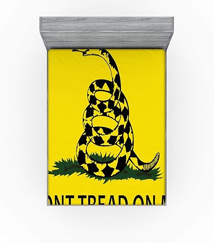 Miniatura 105 de Ambesonne - Sábana bajera ajustable multicolor, en colores y tres tamaños Azul y gris,Verde Militar Sage Green,Ámbar beige,Negro Grey White,Azul