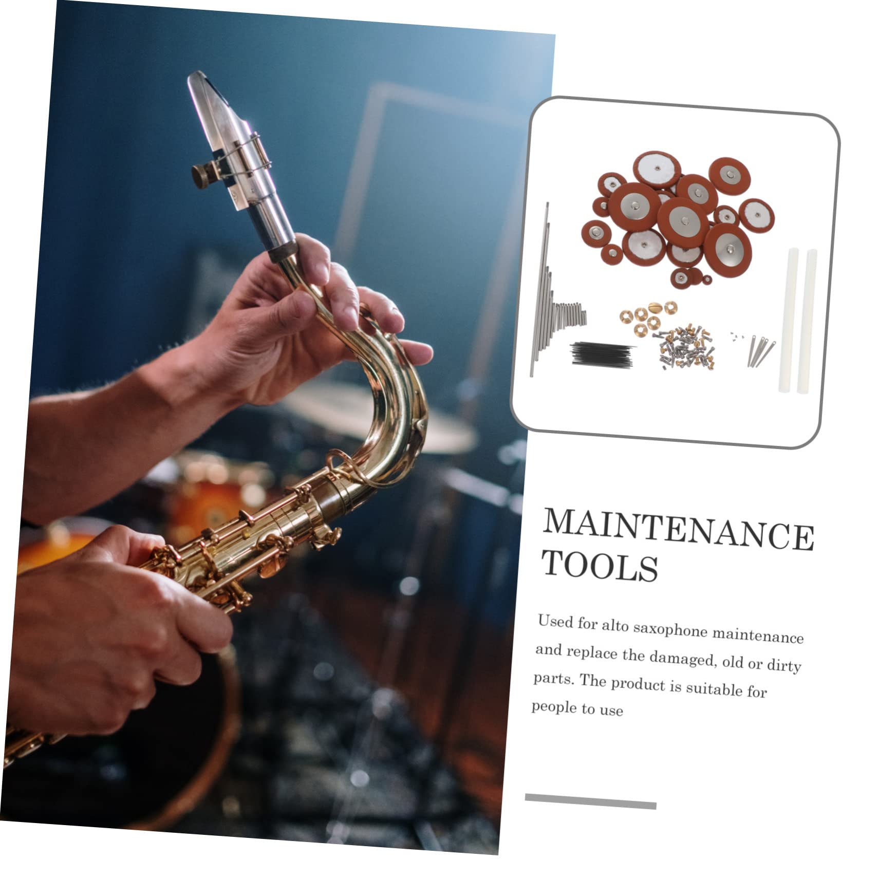 Altsaxophon Reparatur Werkzeugset 1 Satz für Wartung und Ersatzteile | Schrauben und Professionelle Saxophonspieler Farbe Zufällige Metall Schafleder Federn Enthalten , für Musiker