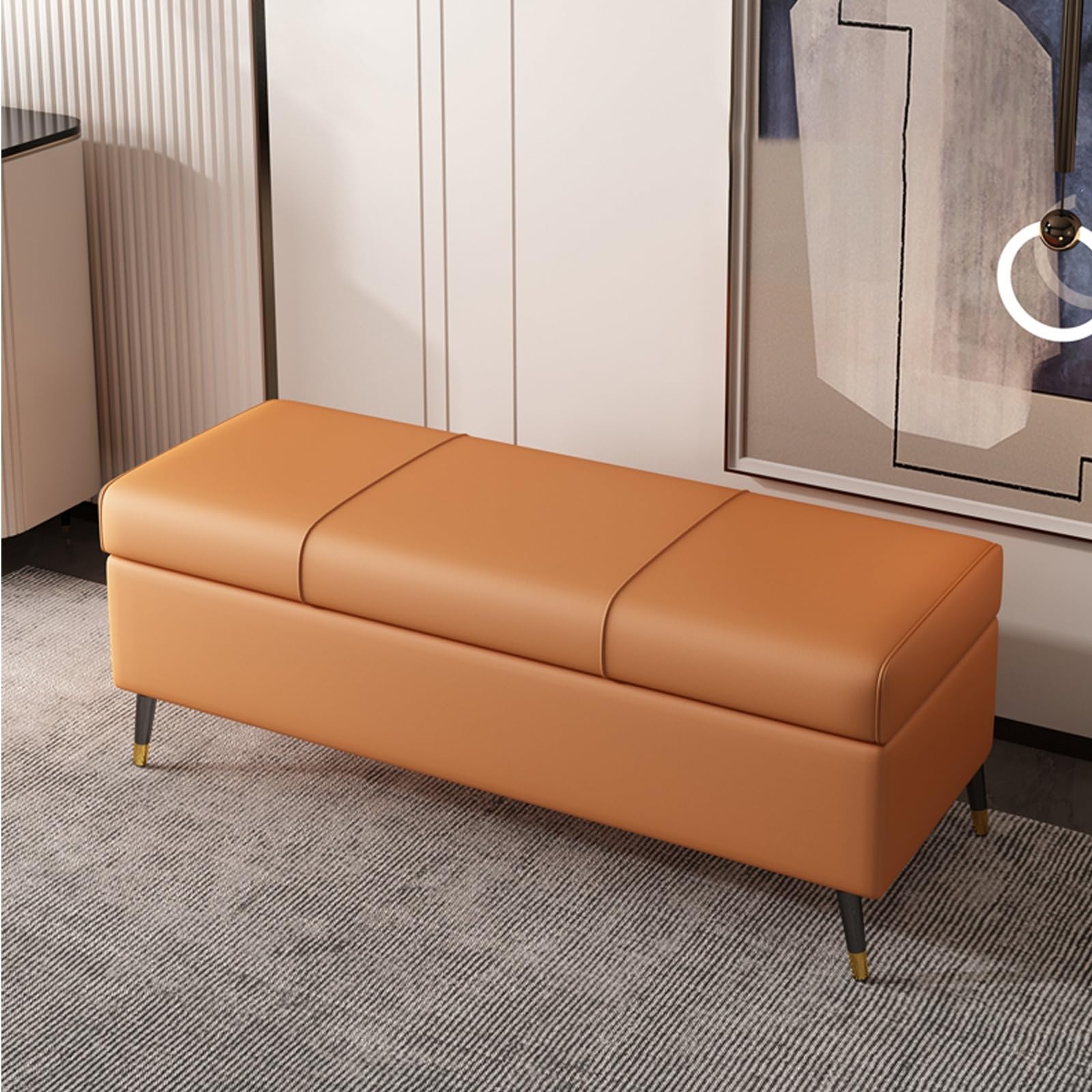 Pouf de chambre à coucher avec grand coffre pour bout de lit