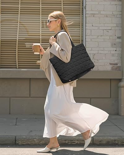 Miniatura 2 de LOVEVOOK Bolsa de mano acolchada para laptop para mujer, bolsa acolchada para laptop, bolsa ligera para computadora de viaje, trabajo, bolsas para