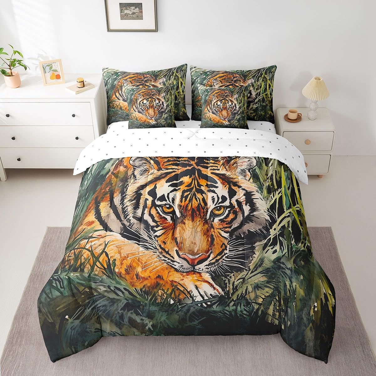 Feelyou Skull Comforter Set with Sheets Queen Size Butterfly Bed in a Bag for Boys Girls Teens Boho 7 Pieces Bedding Set Mushroom Bed Set Room Decor Earth Black