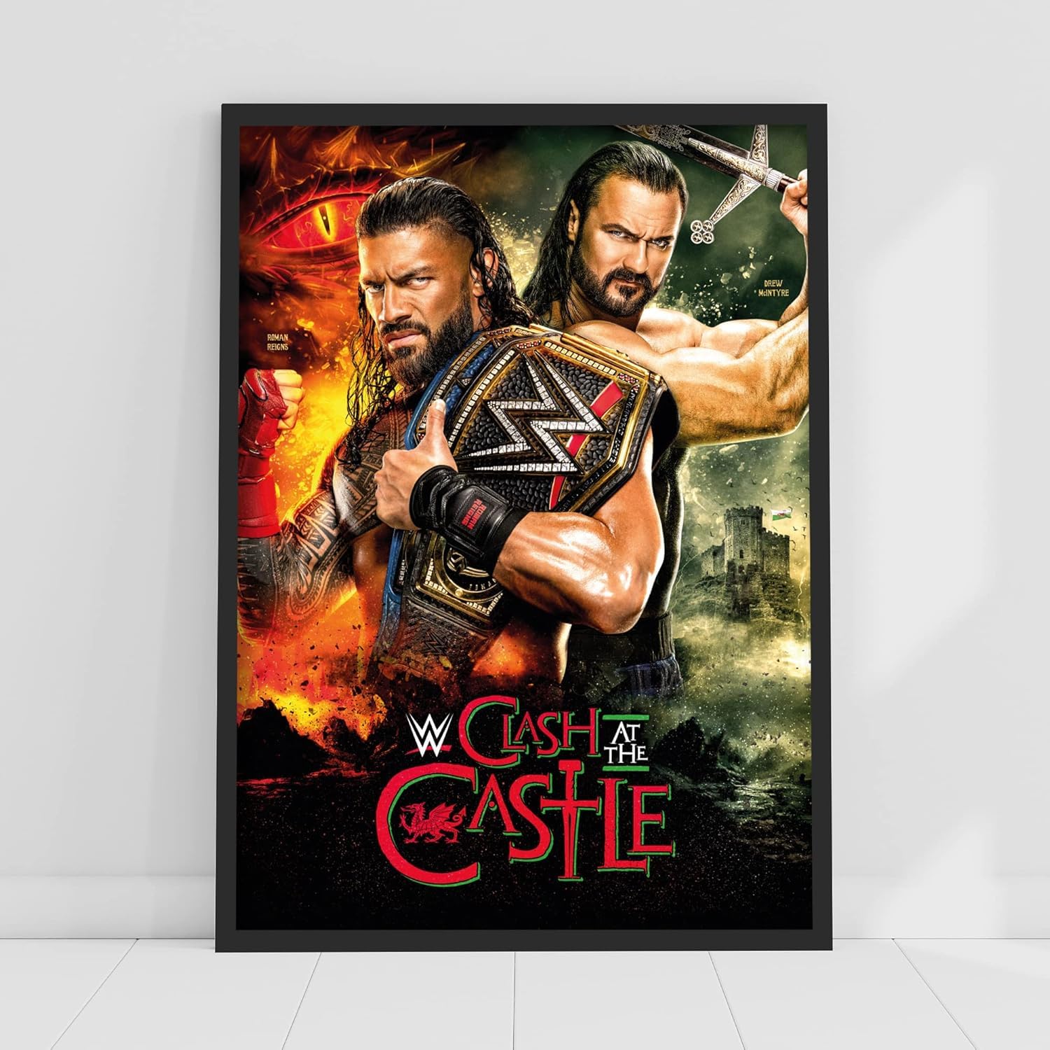 Themed WWE Print - Clash at the Castle Belt Poster Wrestling Wall Art (A2-42cm x 59.4cm)
