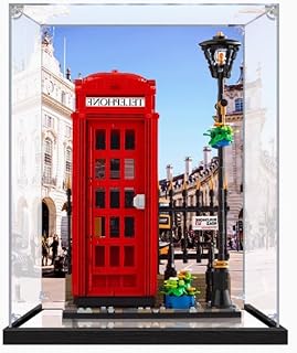 Vitrina acrílica para cabina de teléfono Lego 21347, color rojo, escaparate, protege y decora modelo con almacenamiento a prueba de polvo, tamaño 10.6 x 8.6 x 14.5 pulgadas (con imágenes)