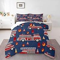 Vista 21 de Feelyou Juego de edredón de construcción, tamaño individual, para niños, con dibujos animados, carro, excavadora, tractor, equipo de edredón