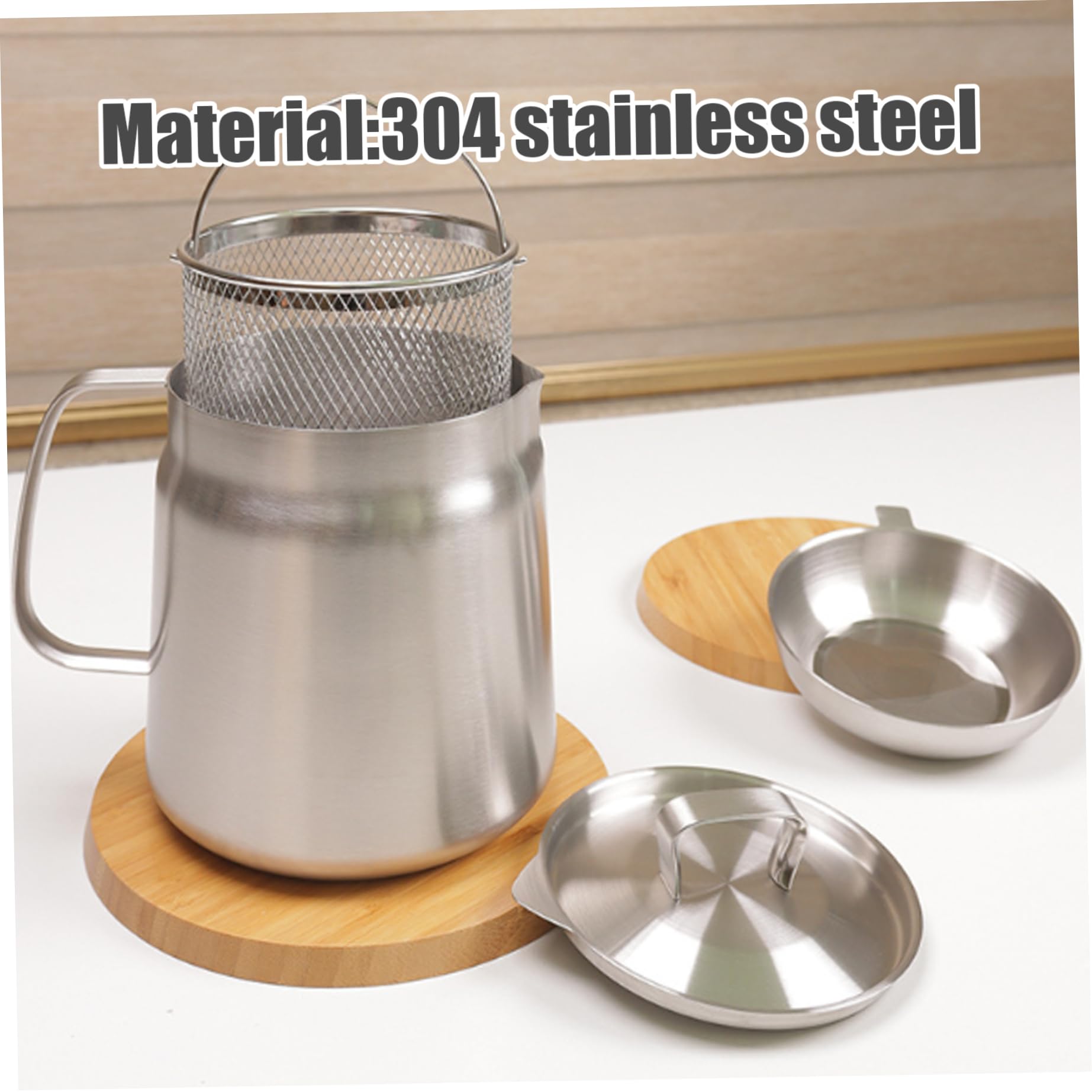 Pot Filtre à Huile Inox LOVIVER - 2L - Filtre Graisse Avec Couvercle - Pour Friture Et Stockage