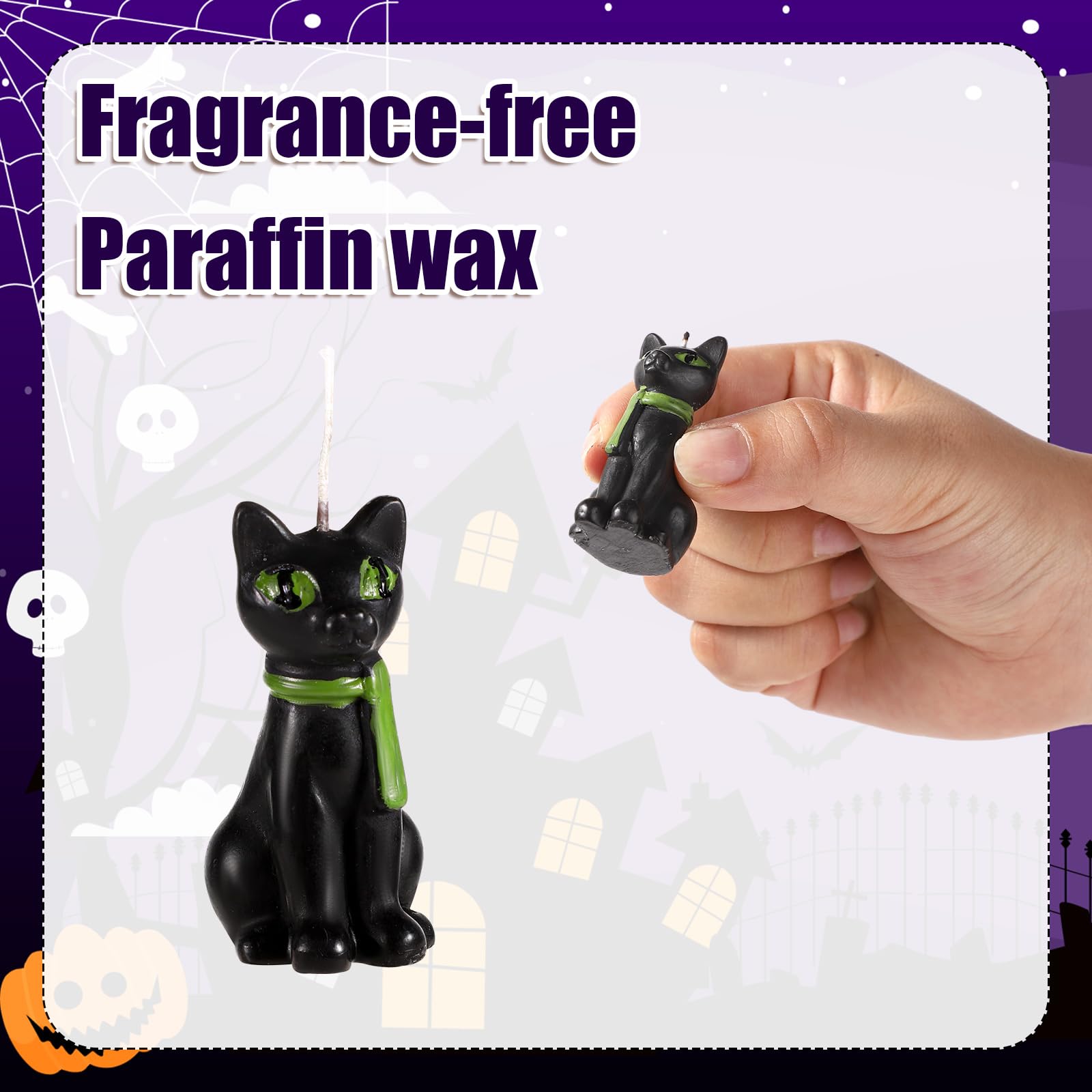 Lot De 6 Bougies D'Halloween En Forme De Chat Noir - Bougies Chauffe-Plat Décoratives
