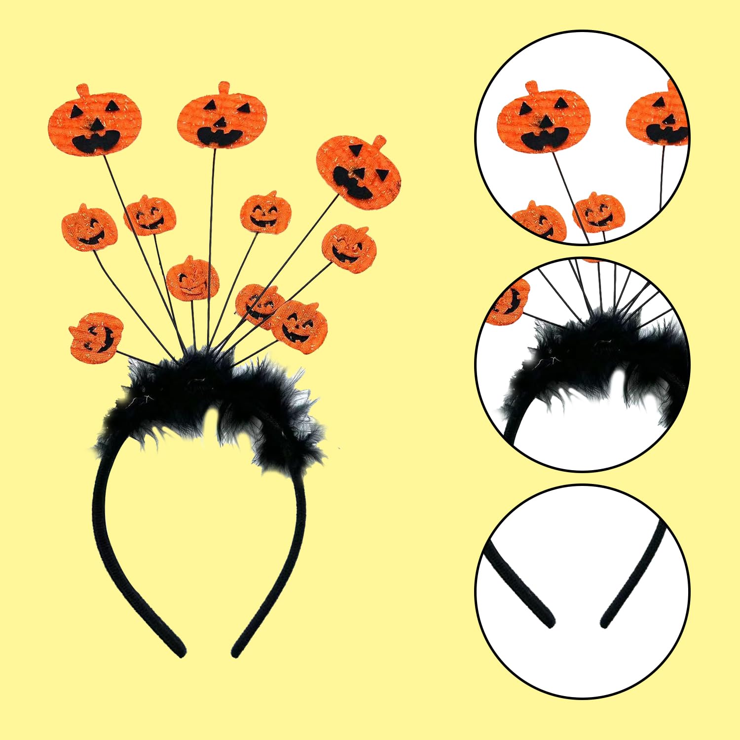 HAICN 2Pieces Halloween Pumpkin Hair Hoop Grinning Pumpkin Headband Bandanas Props Halloween Ghost Party Cosplay Dress up Headband for Women Children's Funny Hair Accessories - Image 3