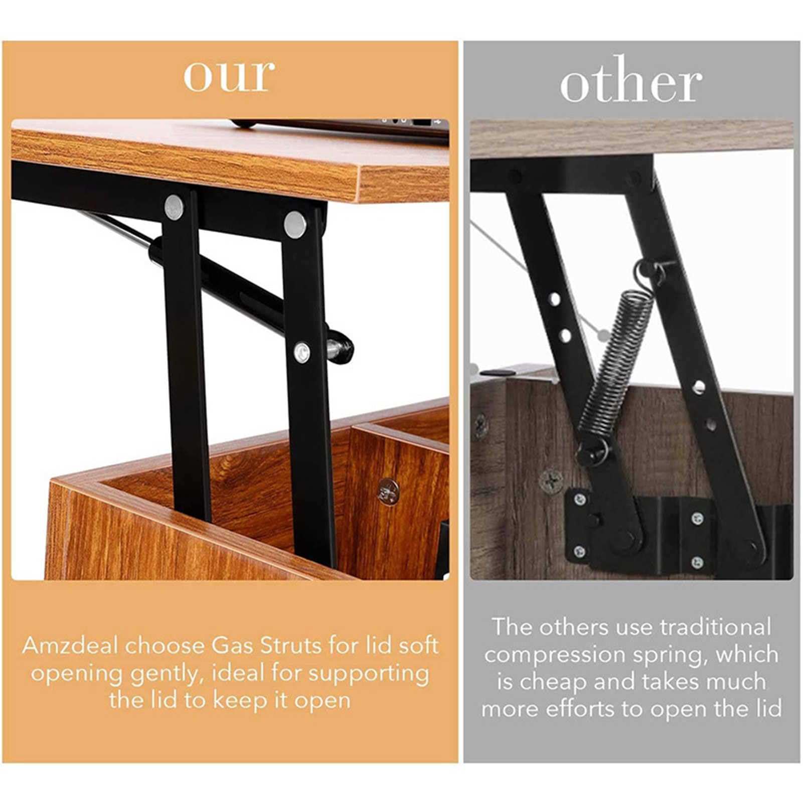 IBUYKE Salontafel, salontafel in hoogte verstelbaar, koffietafel, uittrekbare woonkamertafel, apart verborgen opbergvak, voor woonkamer, kantoor, vintage bruin WCT001H