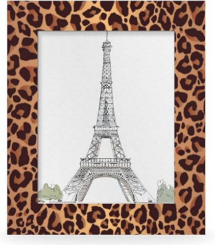 Miniatura 2 de Marco de fotos de leopardo de 5 x 7 pulgadas, estampado de piel de guepardo, marco de fotos de madera para escritorio, marco de fotos de mesa para