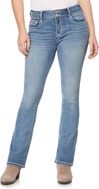 WallFlower Bling Back Pocket Bootcut Jeans for Women, Luscious Curvy Fit, Embellished Mid-Rise Insta Stretch Denim