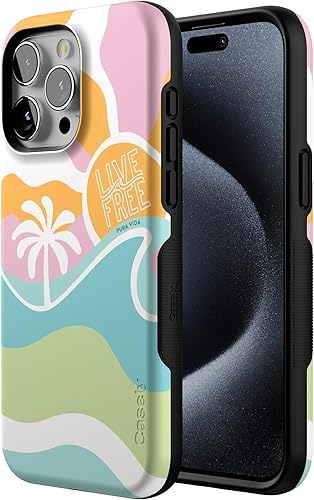 Vista 1251 de Casely Funda para iPhone 15 Pro Max Jardín Secreto Flores mixtas Funda atrevida Compatible con MagSafe y botón de acción Secret Garden