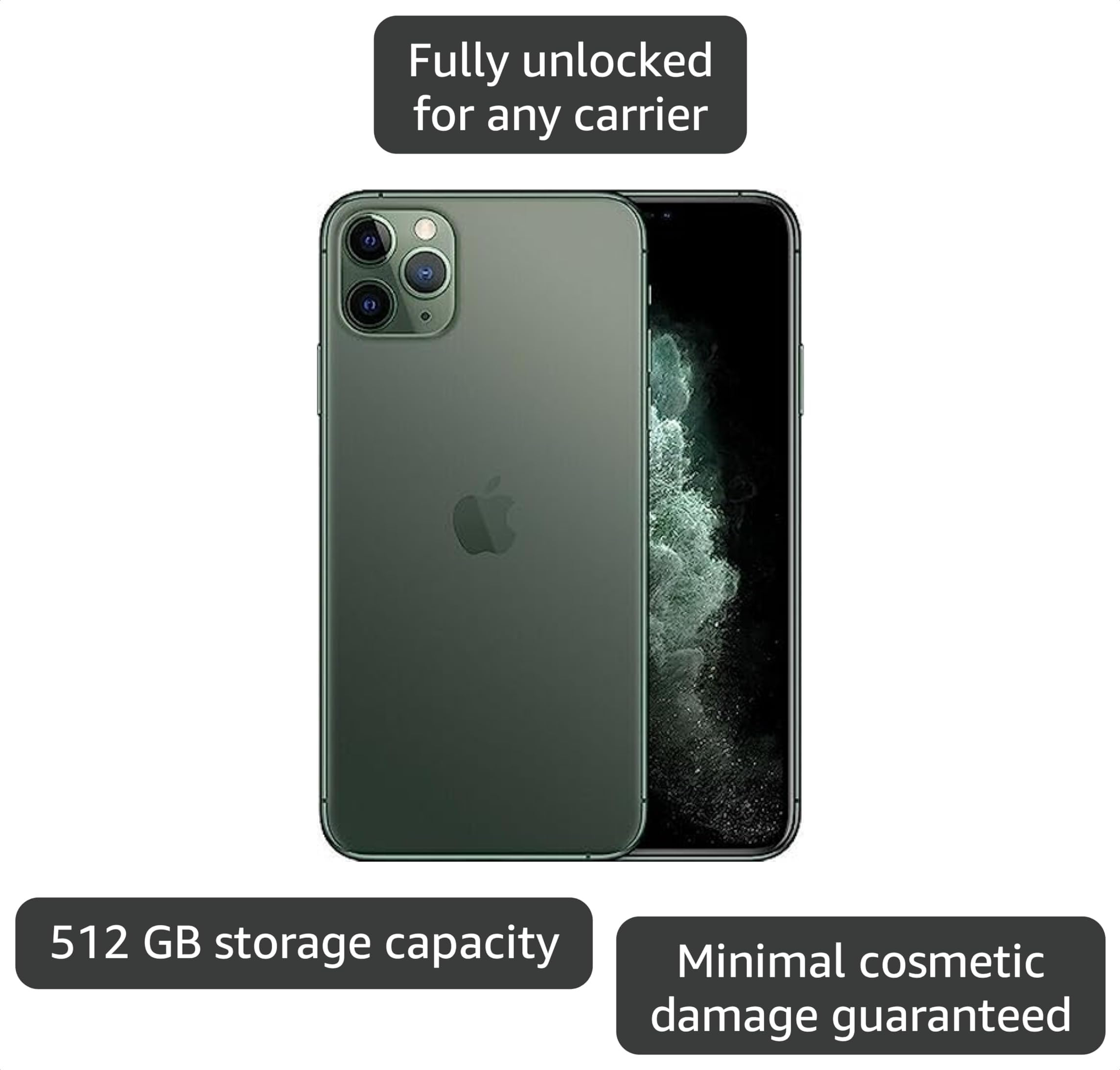 Amazon.com: Apple iPhone 11 Pro Max, 512GB, Midnight Green