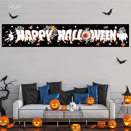 Miniatura 6 de Cartel de Feliz Halloween para fiesta de Halloween, carteles decorativos gigantes del Día de las Hallowmas para celebrar, suministros para valla,