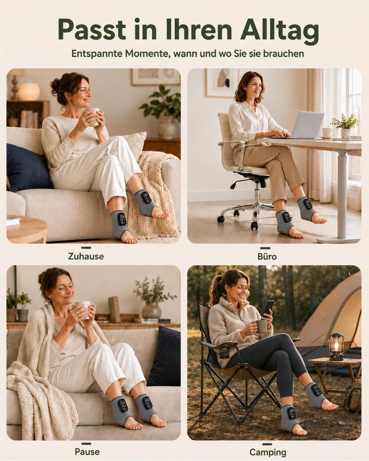 Fußmassager – 3-in-1 Therapie & 6 Wärmestufen – 2 Stück(Grau)