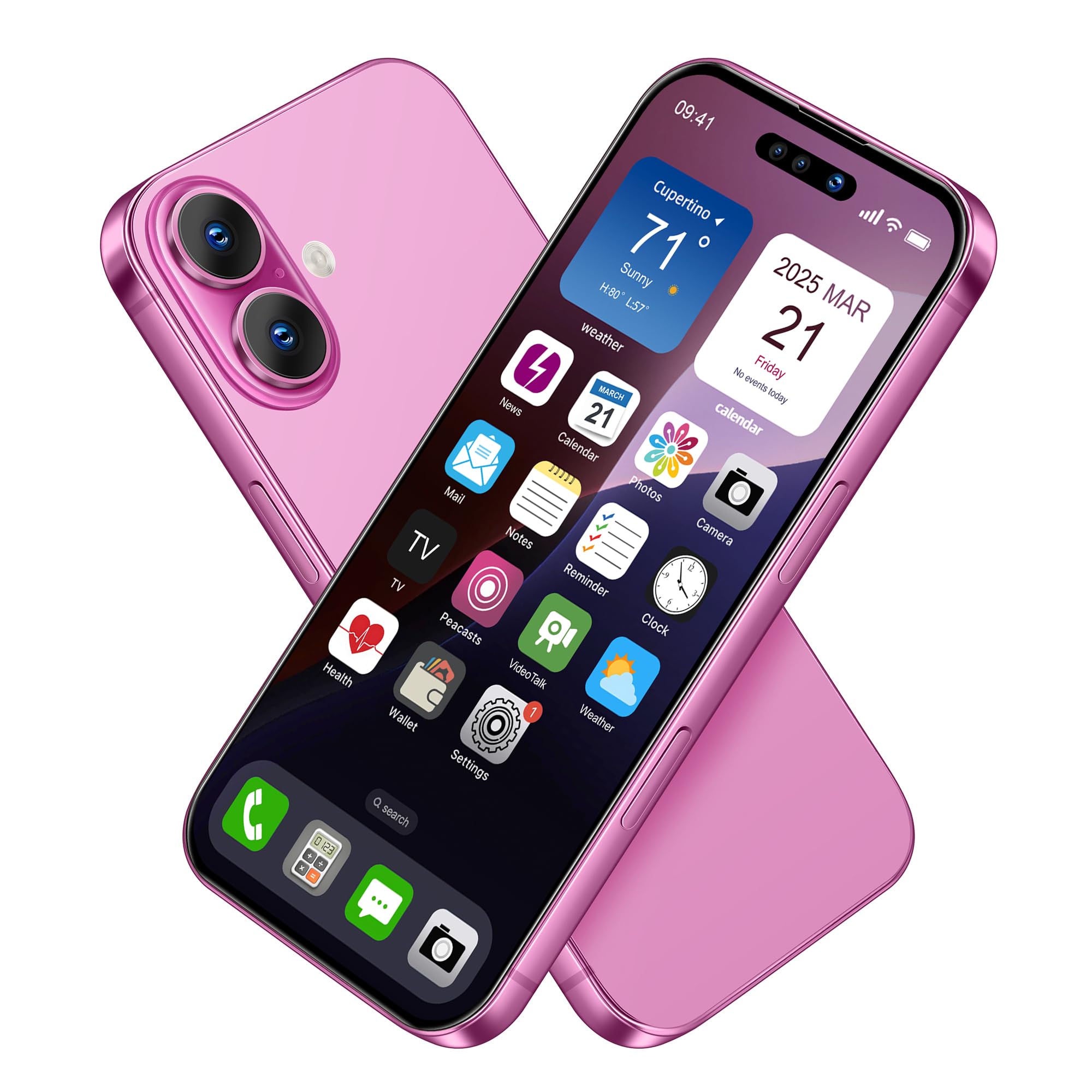 Affichage de faux jouets téléphone portable modèle métallique non fonctionnel réplique 1:1 téléphone pour téléphone 16 faux jouets téléphone portable, écran couleur rose 16
