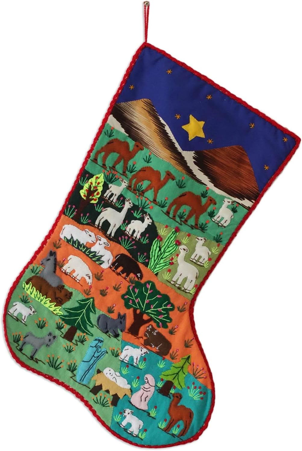 NOVICA Christmas Stocking, 11.25" W x 13.5" H, Multicolor, 154131