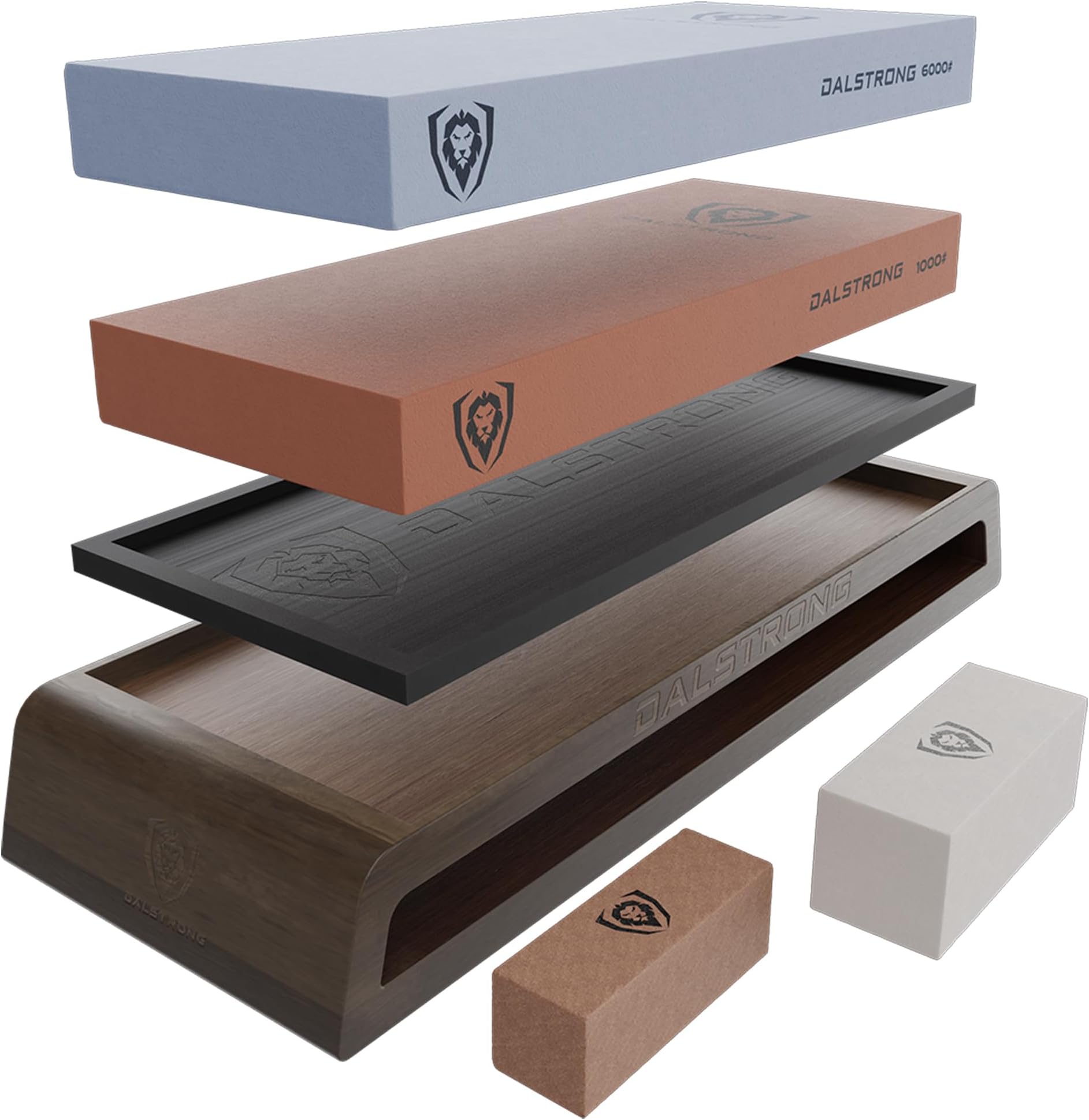 DALSTRONG Whetstone Kit - EXTRA LARGE #1000 Grit, 6000 Grit Stones - Nagura Stone & Rust Eraser - Stand Included