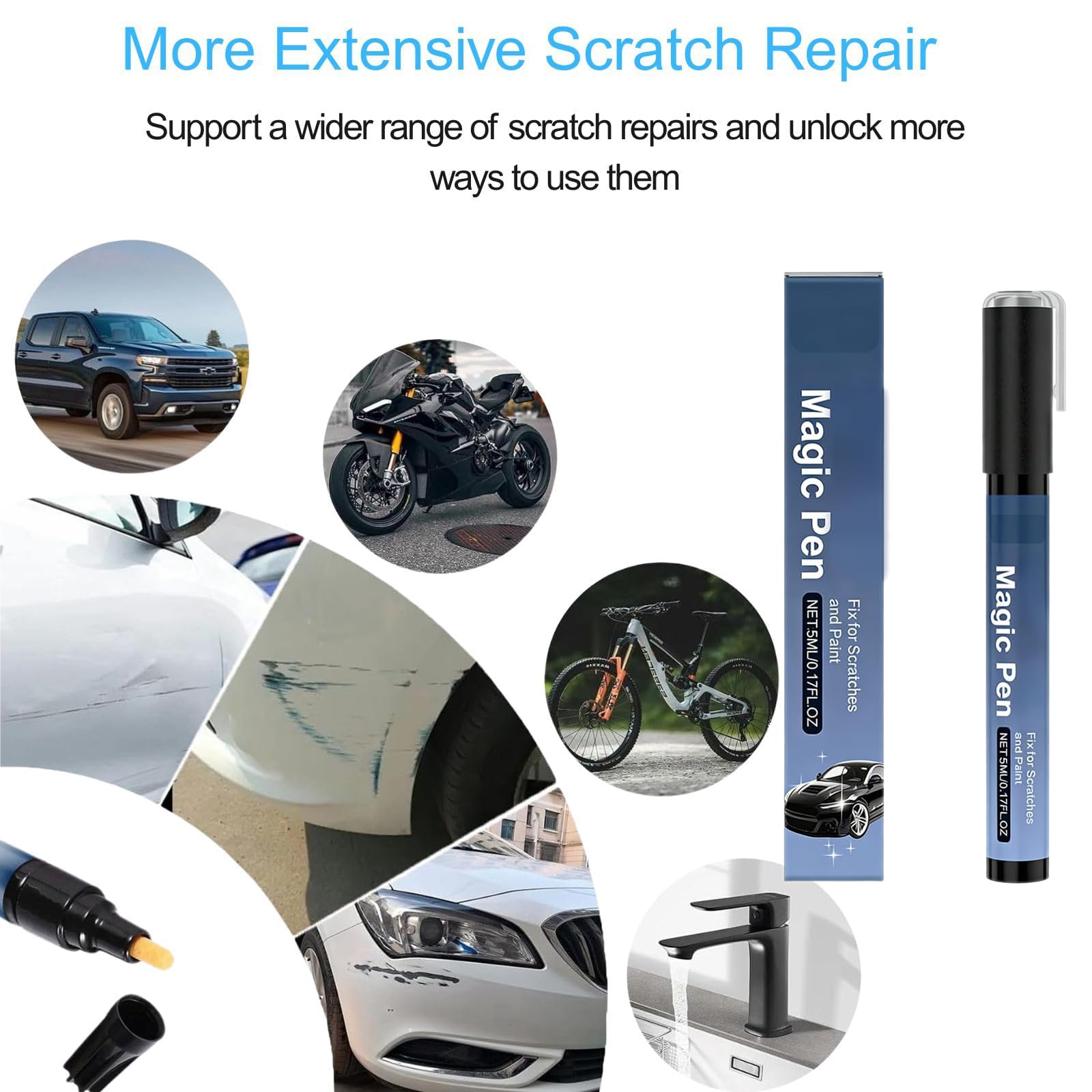 Magic Car Scratch Remover Pen Any Color, Magic Car Scratch Pen, 2026 New Magic Cars Scratch Removal Pens, Weatherproof Touch up Paint Pens, Quick and Easy Fix Auto Repair (2 Set) - 3