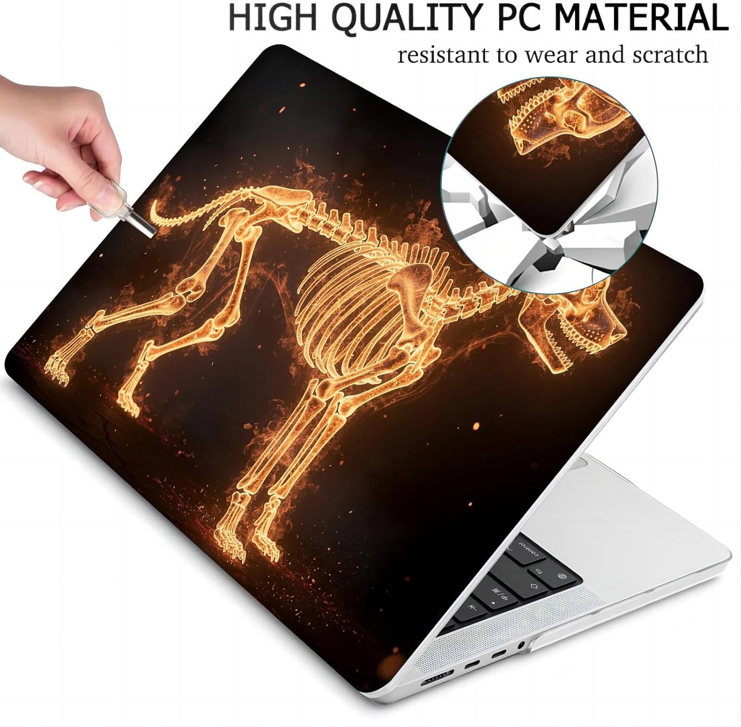 Compatible with MacBook Neo 13-inch, Hard Shell Case with Keyboard Cover and Screen Protector (A3404 A18 Pro chip, 2026 Release) - Dog Skeleton MC22389