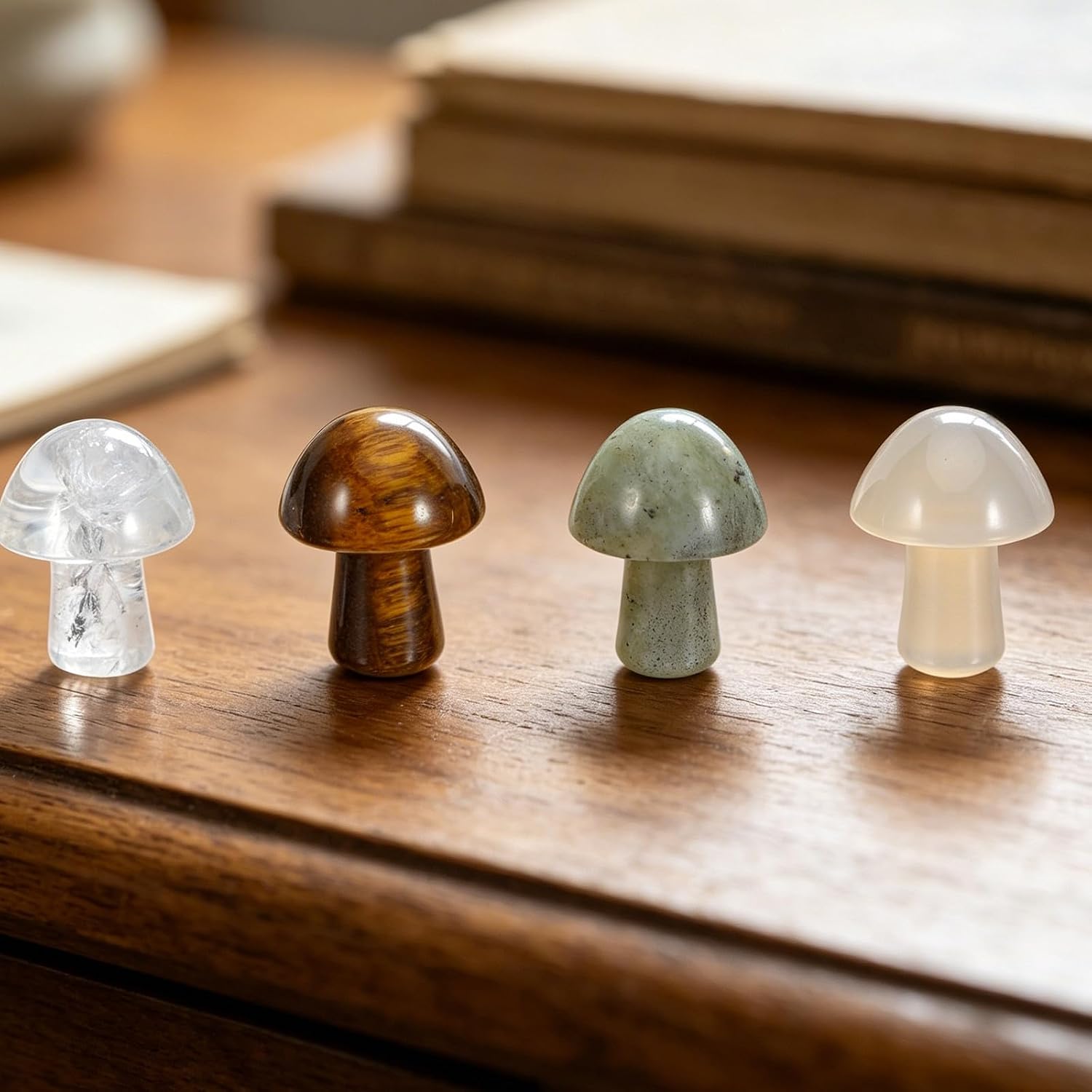 12PCS Mini Mushroom Stones: Crystal Mushrooms for Home Decoration - Small Trinkets Crystal Sculpture Gifts for Holiday, Halloween, Christmas