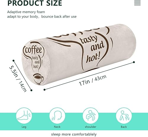Miniatura 3 de Yuiboo Coffee Tasty and Hot Bolster Pillows for Bed Orthopedic Neck Roll Pillow Small Round Pillow Cylinder Neck Pillow Cervical Neck Support Pillow