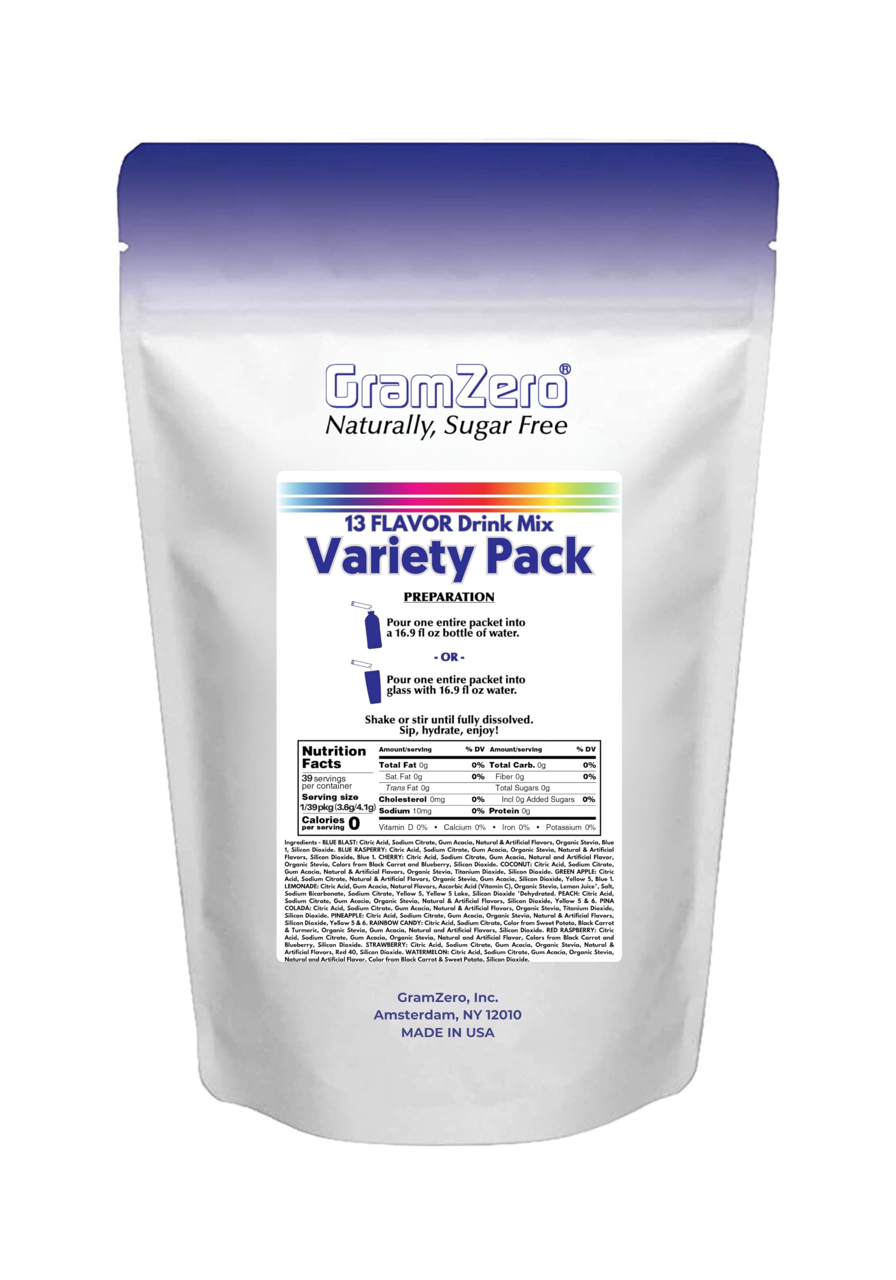 Amazon.com : GramZero 2GO Sticks - Variety Pack, Zero Calorie