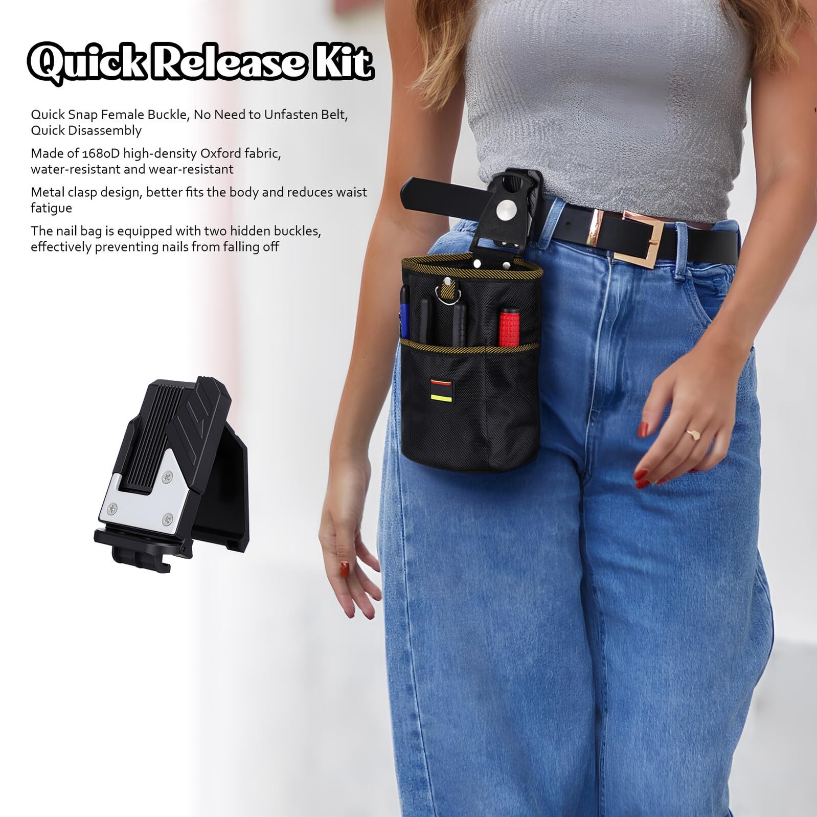 TEHAUX Bolsa de Herramientas para Cinturón de Tela Oxford Resistente al Desgaste, Organizador Multifunción con Múltiples Bolsillos, Compacto y Portátil para Proyectos de Bricolaje