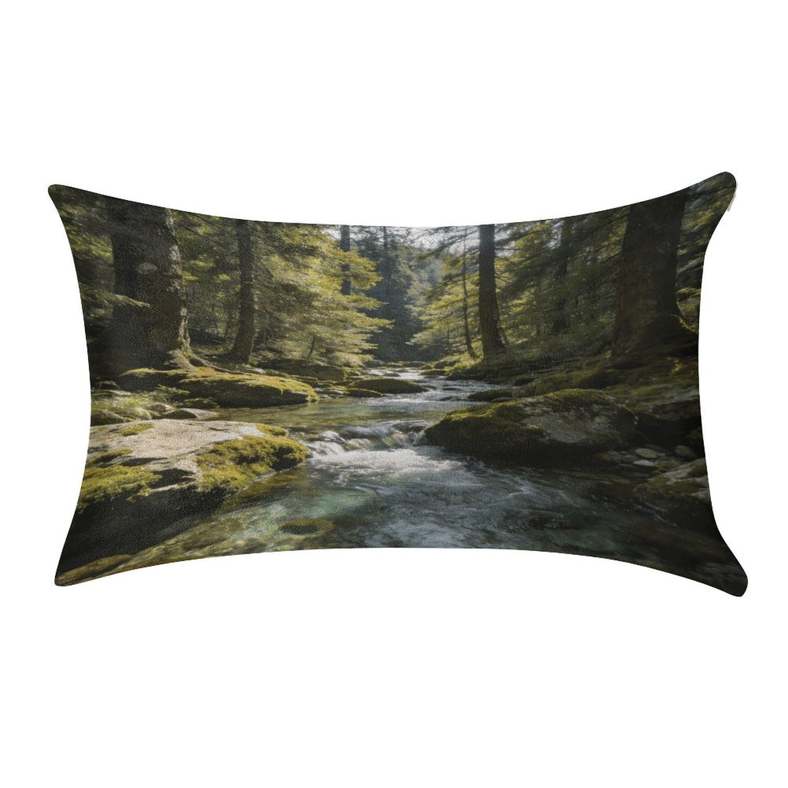 Fodpand Style Green Valley Stream Waterfall Pillowcase,Elegant Designed Home Decor,Velvet Pillowcase,Soft And Cozy,Pillow Case Cover With Hidden Zipper For Bedroom, Sofa, Couch