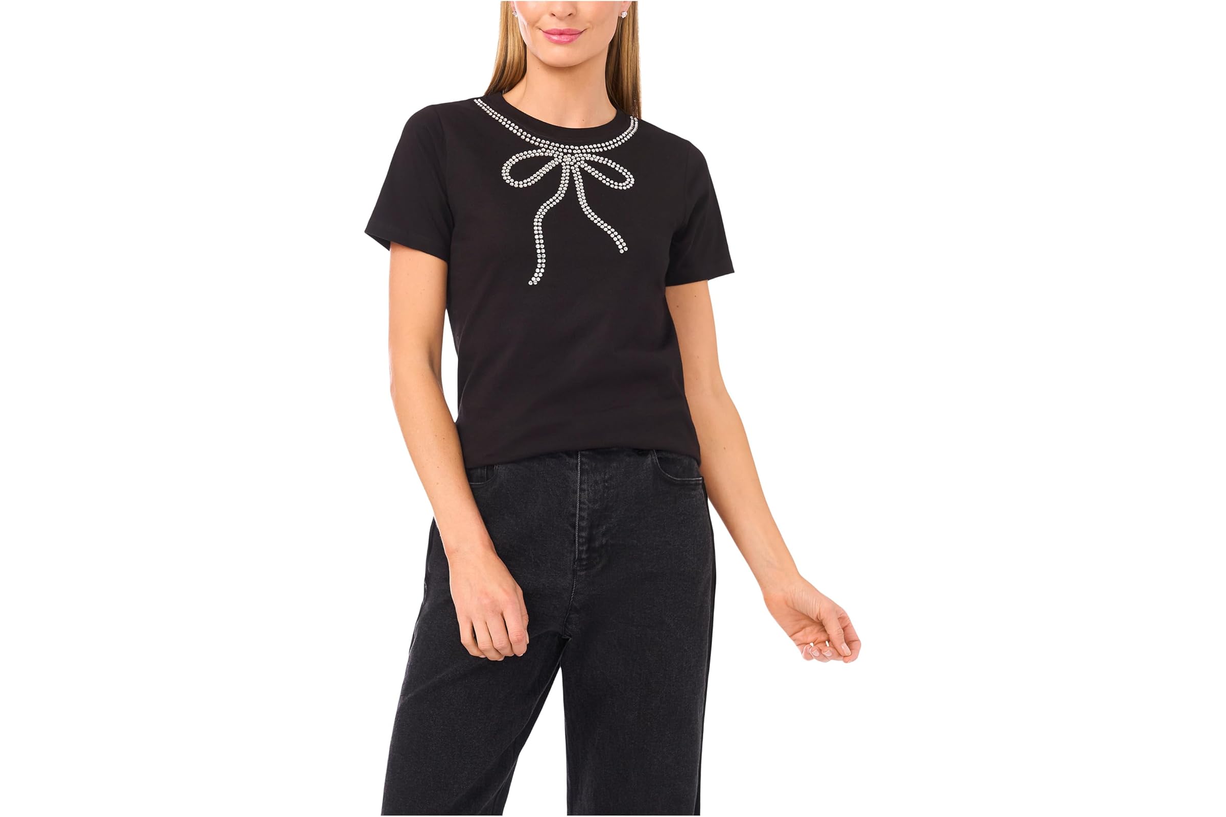 CeCe Bow Gem Trim T-shirt