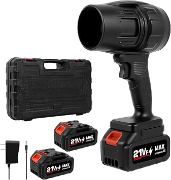 Cordless Leaf Blower with 2 Batteries and Fast Charger, Handheld Turbo Air Blower, Turbo Air Power, Variable Speed, Lightweight Electric Leaf Blower for Yard, Patio, Car, Dust