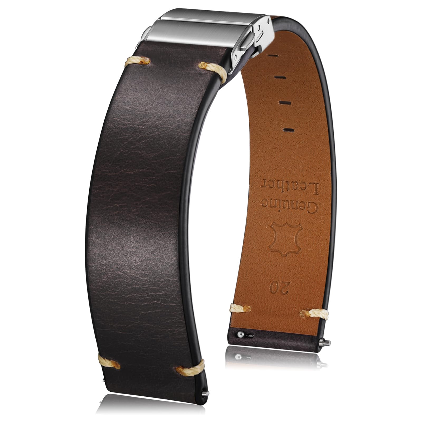 Getalia leather Watch Band Retro Oil wax Genuine Leather,18mm 19mm 20mm 21mm 22mm Quick Release Foldover Clasp Replacement Watch Straps for Men and Women