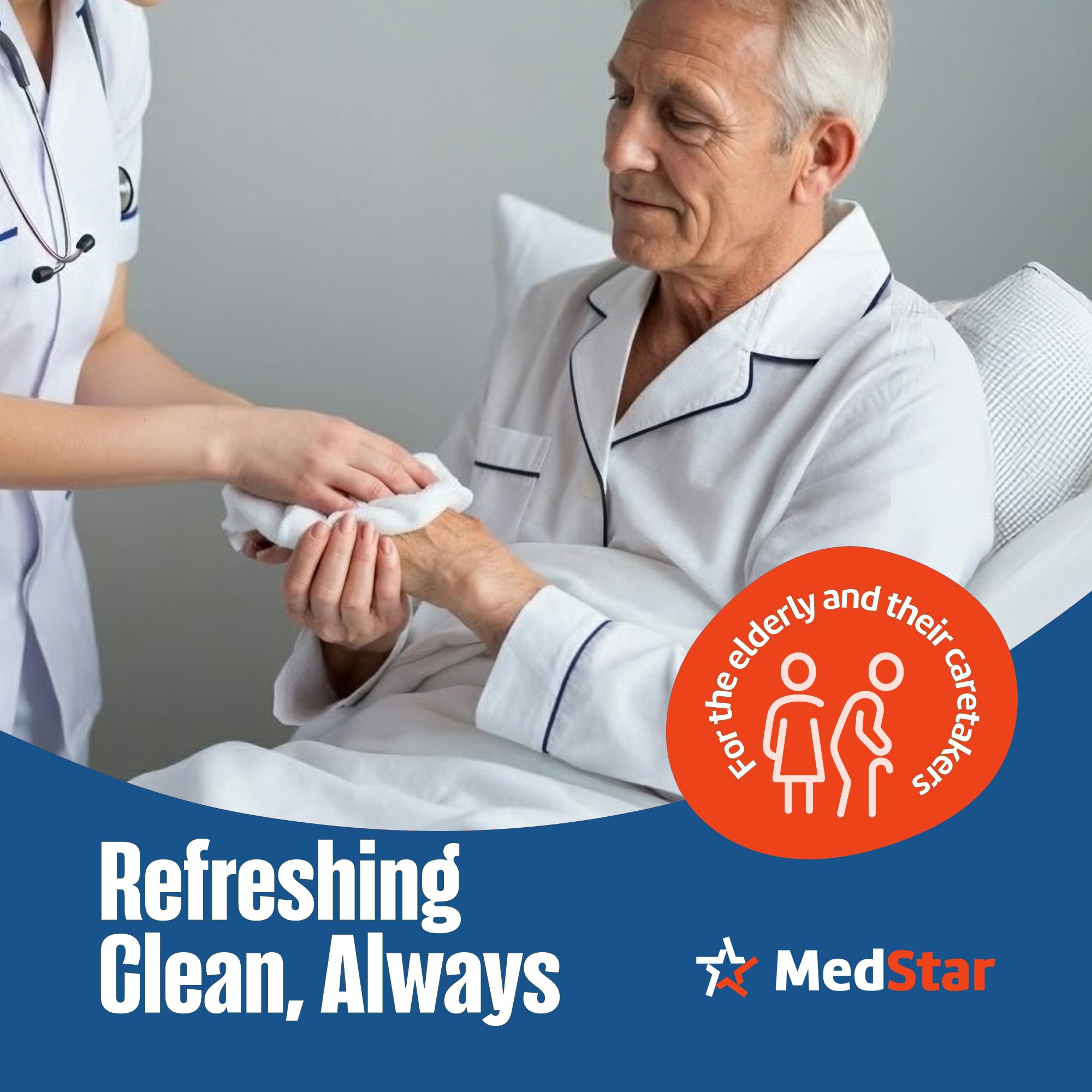 MedStar Toallitas para adultos extra grandes de 9 x 12 pulgadas, paños desechables más gruesos para el cuidado de ancianos y alternativa a la ducha, sin fragancia con tapa abatible, 200 toallitas en