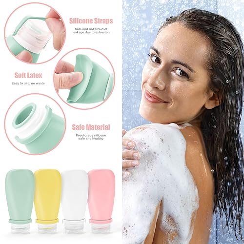 Miniatura 4 de 18 botellas de viaje para artículos de tocador, gimnasio, aprobadas por la TSA, a prueba de fugas con vendaje de silicona exprimible de 3 onzas para