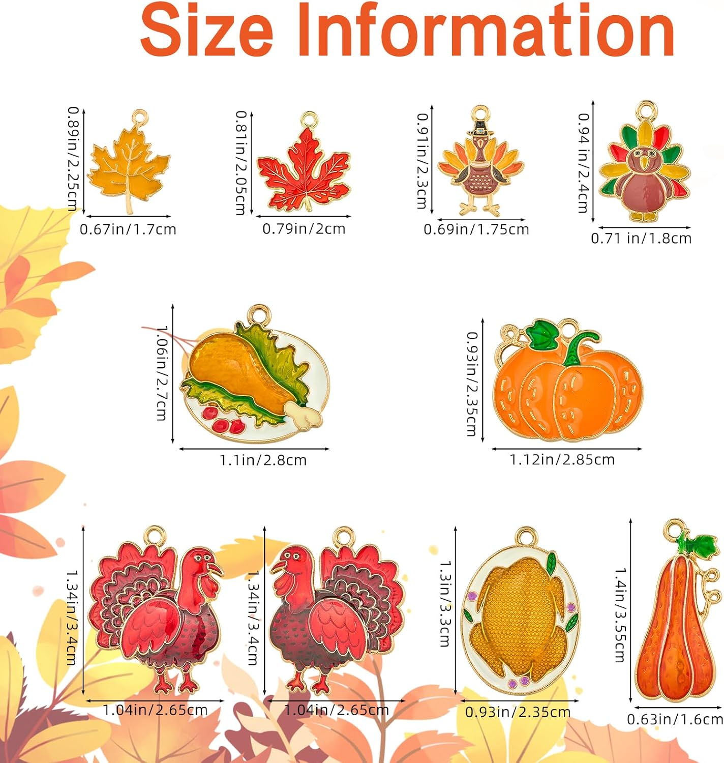 40Pcs Thanksgiving Charms for Jewelry Making Alloy Enamel Turkey Charms for Bracelets Necklace Earring Keychains DIY Supplies - Image 2