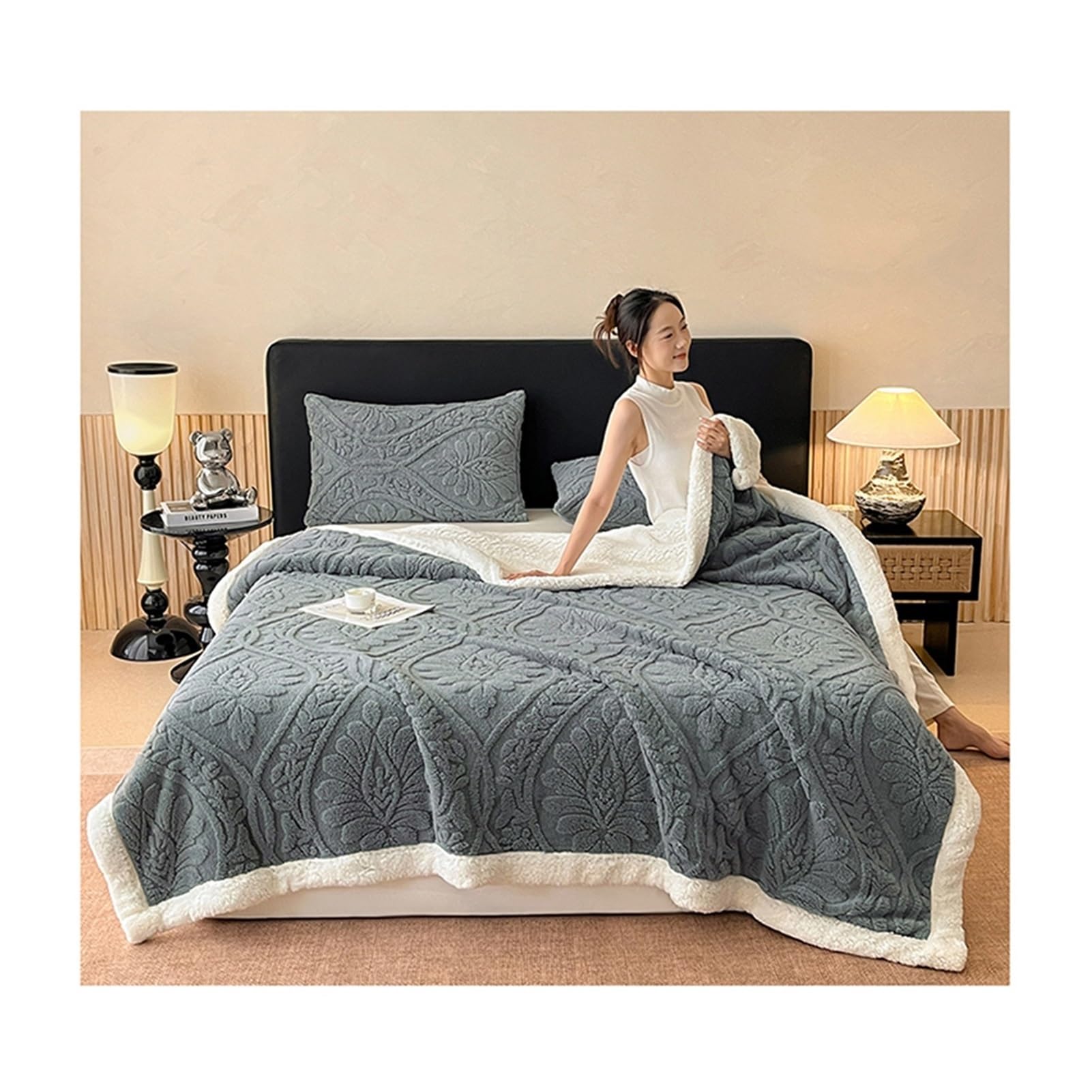 Lenzuolo sopra singolo matrimoniale king size super king in Flanella Tinta Unita per Letti 90cm 150cm 180cm 200cm (Color : Gray(Grey), Size : 200x230cm)