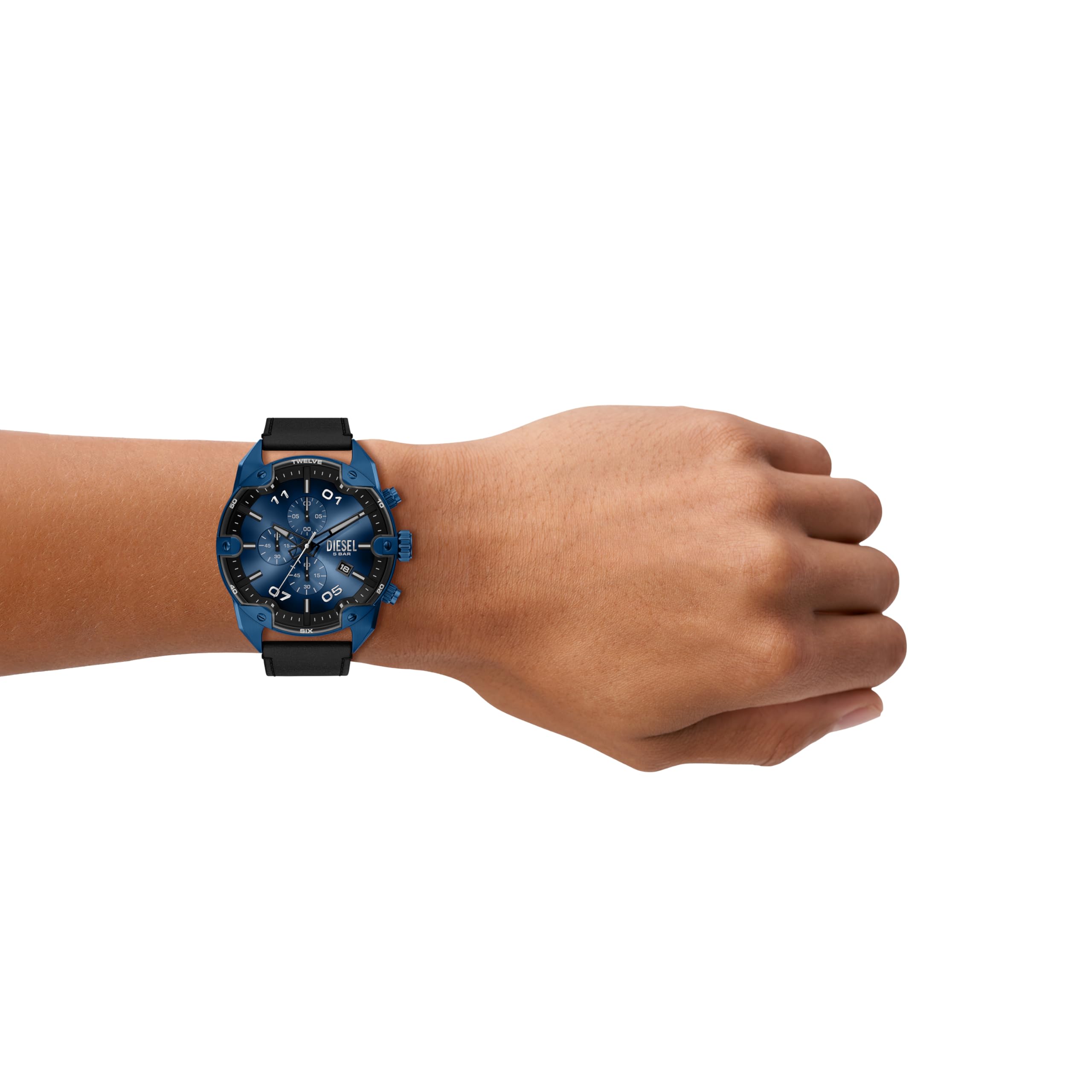 Diesel Spiked Hombre Reloj de 49MM de Acero Inoxidable Azul, DZ4703