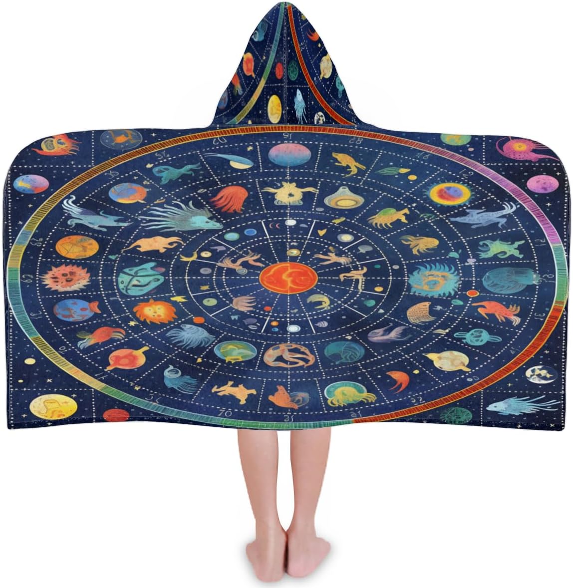 Pardick Kids Bath Towel Galaxy Planet System Beach Towel with Hood Pool Cover Up for Girls Boys Soft Absorbent Hooded Bath Towel Toddler Towels for Beach, Pool