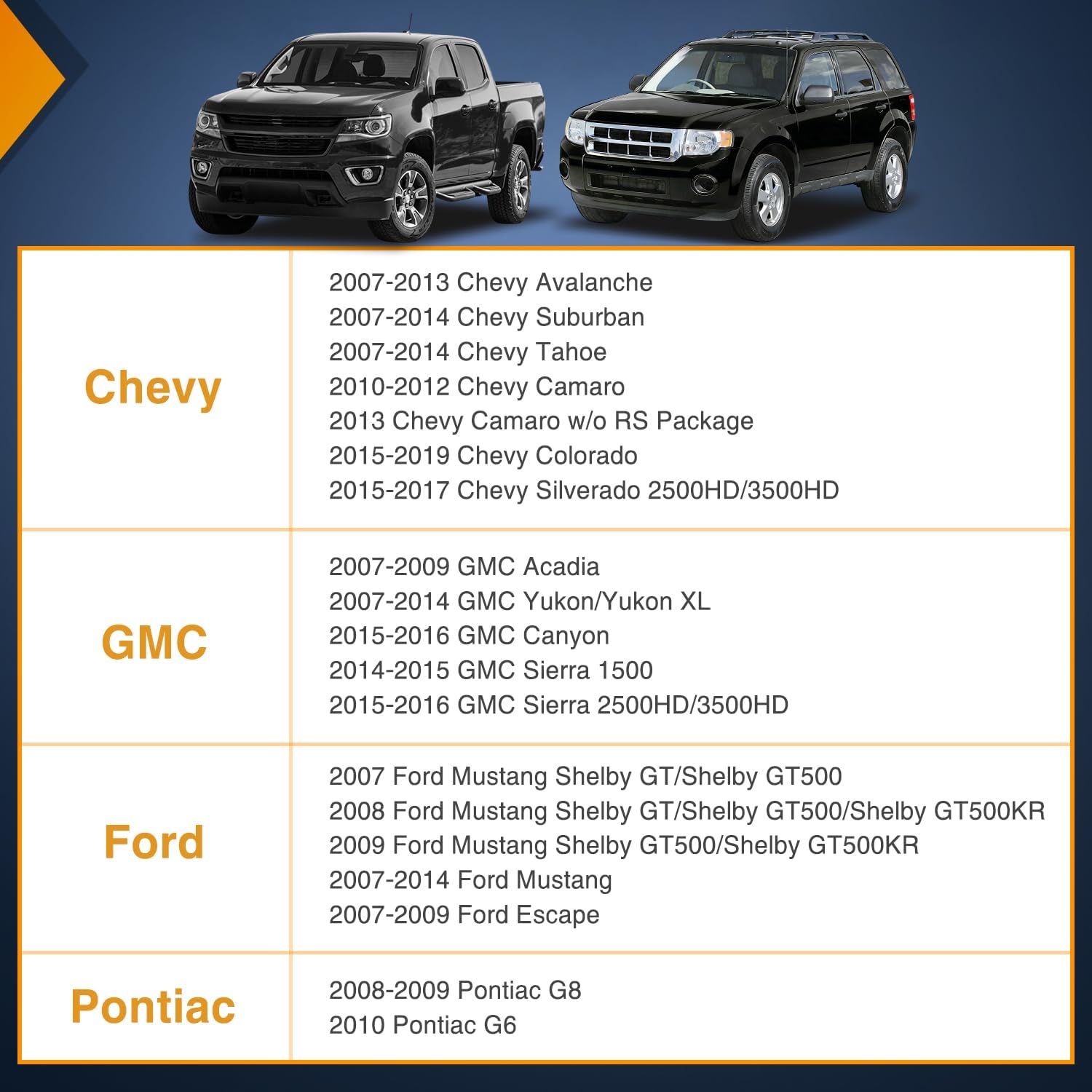 Nilight Fog Light Assembly Compatible with 2007 2008 2009 2010 2011 2012 2013 Chevy Avalanche Suburban Tahoe GMC Yukon Acadia Ford Mustang Pontiac 2015 2016 2017 Silverado Colorado