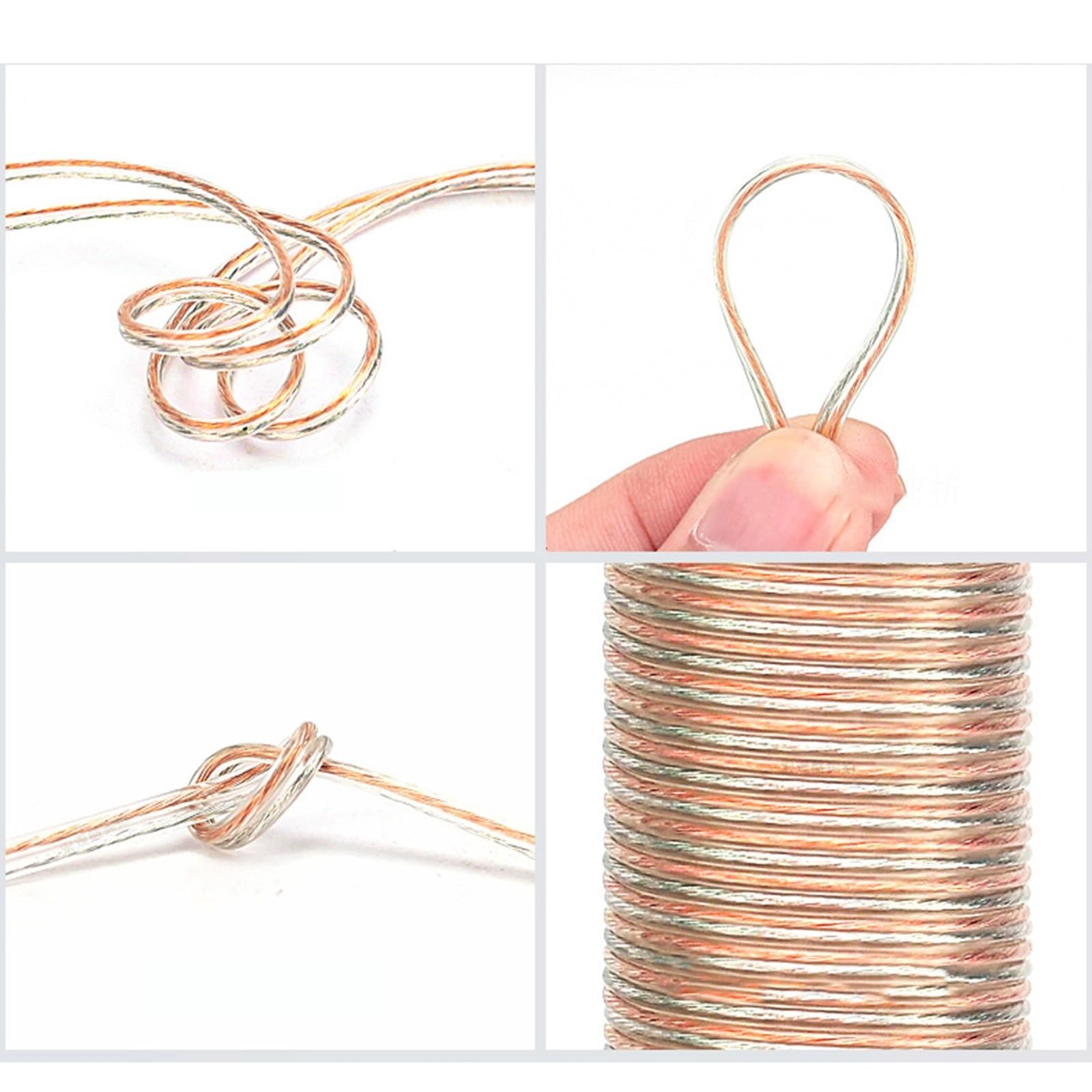 Cable eléctrico, cable transparente de 2 núcleos de 16 AWG a 30 AWG, 300 V, con revestimiento paralelo de cobre puro y cobre estañado, for equipos eléctricos, luces LED de exterior y equipos de ilumin