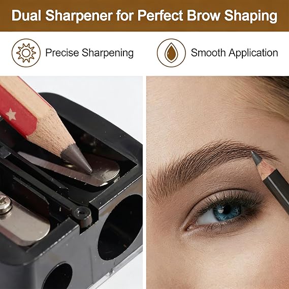 3 Pcs Eyeliner Sharpener,Catches Shavings,Stainless Steel and Plastic,Dual & Compact Cosmetic Pencil Sharpener for Eyeliner,Lip Liner,Brow Pencil etc,Essential Cosmetic Makeup Tool(Black)