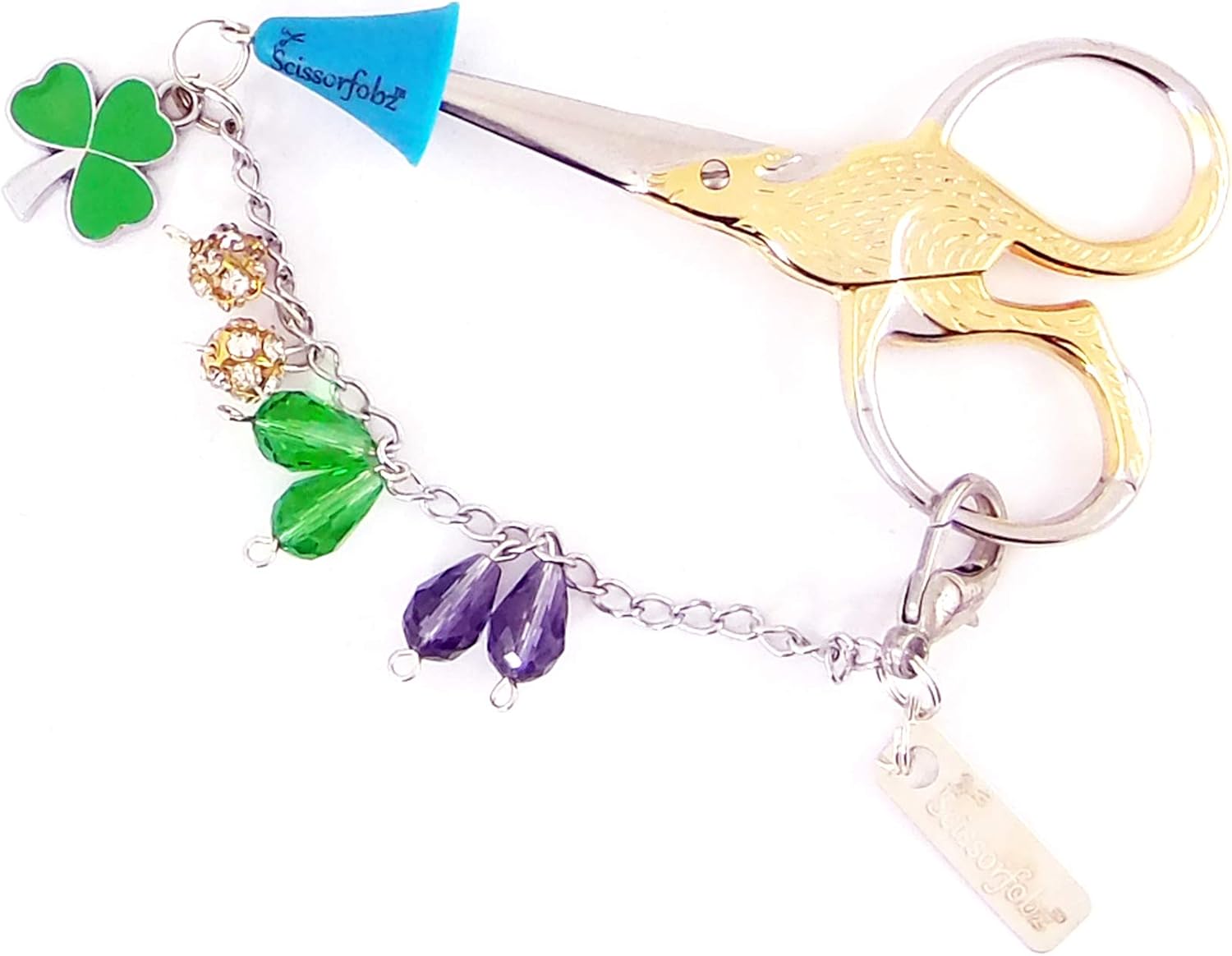 Scissors Fobs by SCISSORFOBZ-Elegant Collection - Key Ring Key chain Bracelet Wristlet Purse Backpack Bag Charm- Quilters Sewers Embroidery Gifts. Beautiful Gift Box Included. E15000337