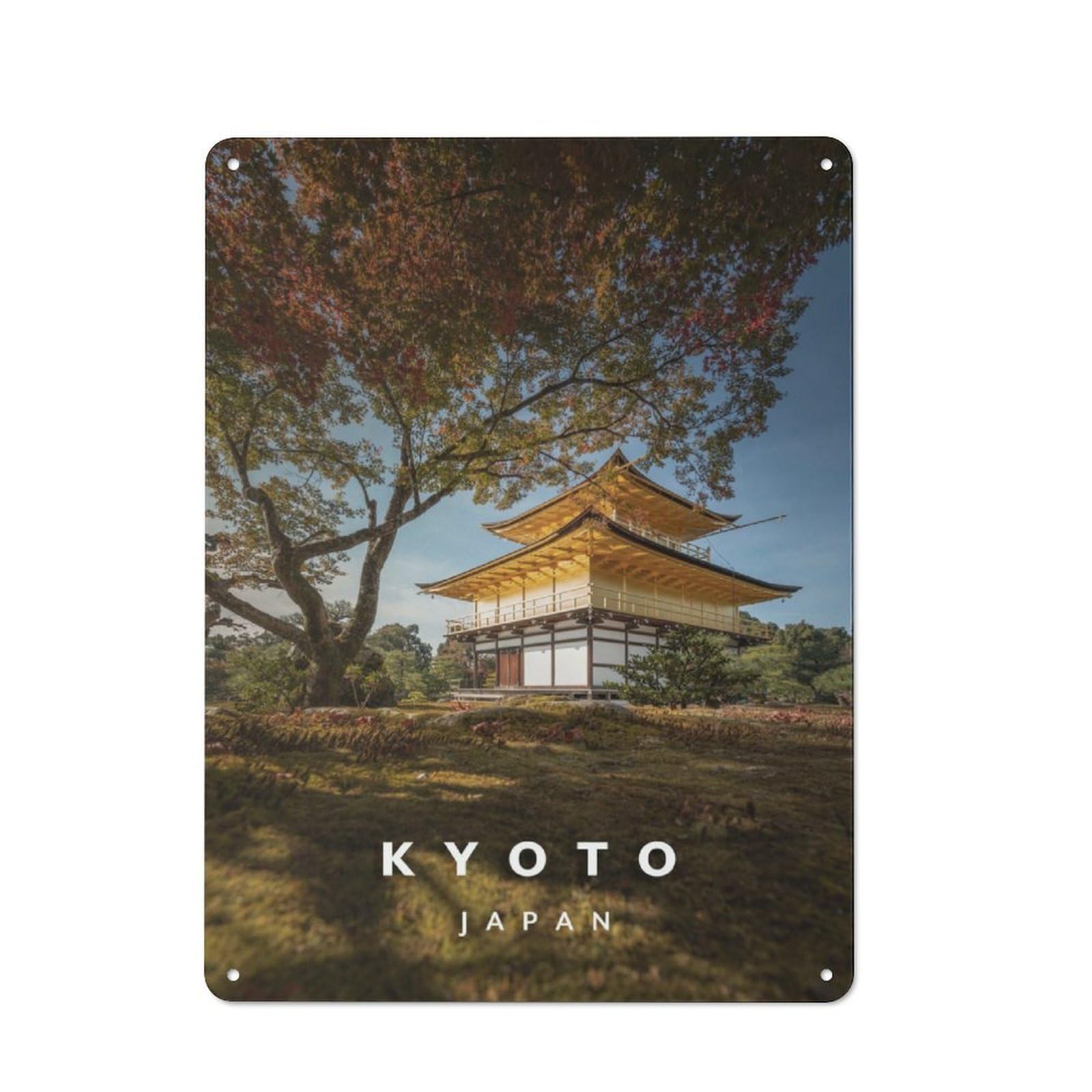 Junmoney Kyoto Golden Pavilion Rustic Tin Wall Sign 40X30cm, Kitchen Wall Decor For Bakery, Diner, Cafe Or Family Room