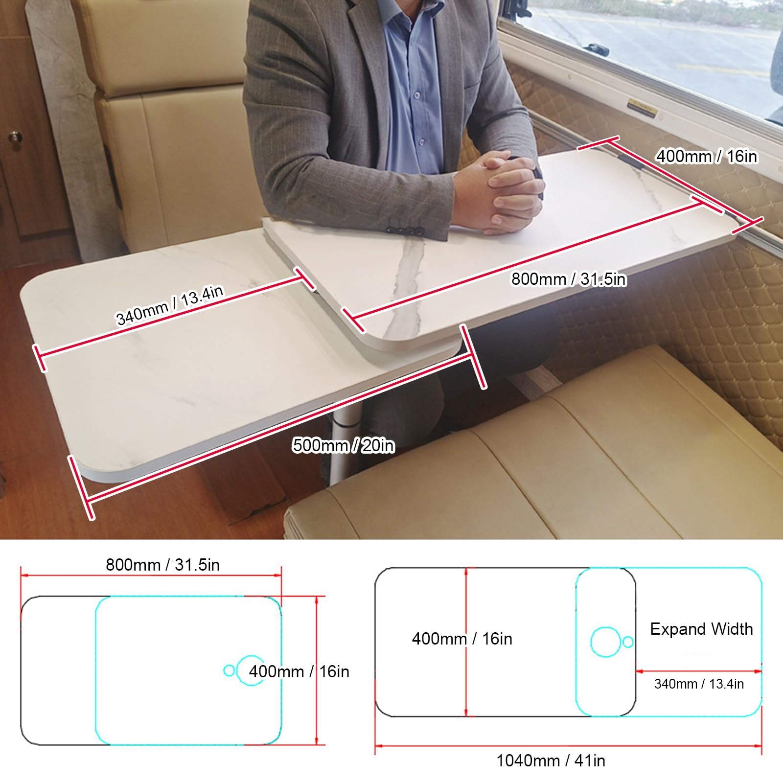 Binario Per Tavolo Camper 500 Mm - Supporto Regolabile In Alluminio Per Caravan, Yacht, Furgoni