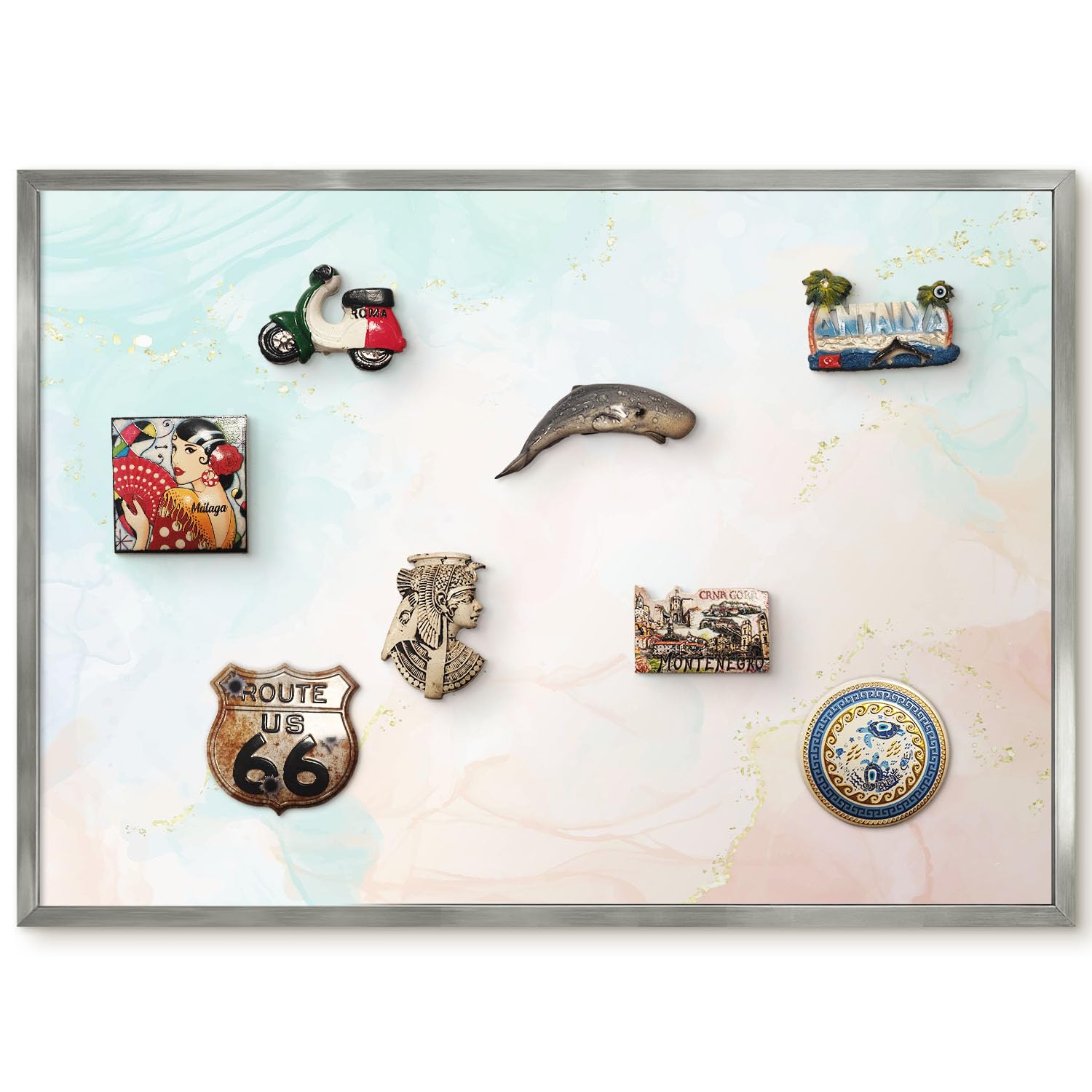 Planner Settimanale per Home Office 70x50 Eleganza pastello Cornice Argento | Bacheca Magnetica | Pannello Calamitato | da Parete | Organizer | Planning Ufficio | Calamite | Porta Foto | Lista Spesa