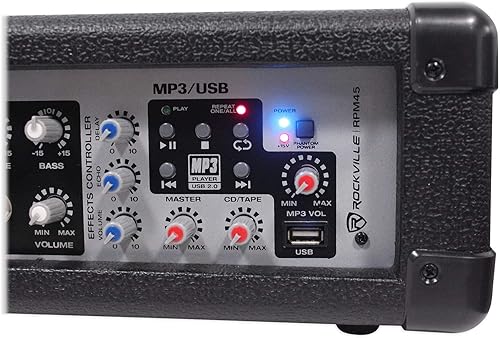 Miniatura 8 de Rockville Mezclador accionado de la consola de mezcla de la placa sonora RPM45 1800w para la iglesiala escuela
