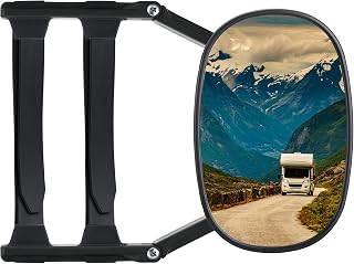 Tallew Black Towing Mirrors Universal Trailer Clip on Mirror Side Mirror Extensions for Towing Adjustable 360 Degree Rotation Extends Camper Towing Mirrors for Car Truck(1 Pcs)