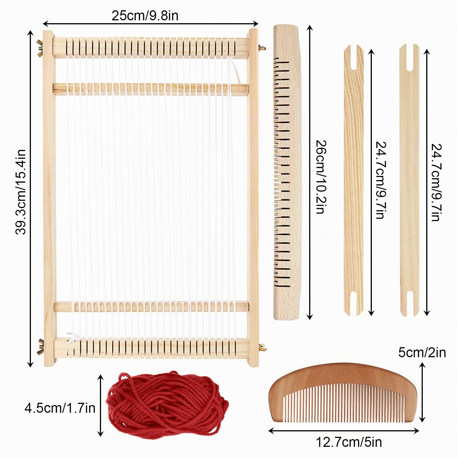 JMIATRY Kit de Telar para Adultos Principiantes, 40 x 30 cm, Marco Grande de Madera para Tejer, Multimanualidades, Punto a Mano